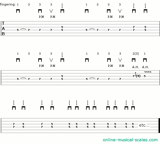 tab for rock guitar lick 1